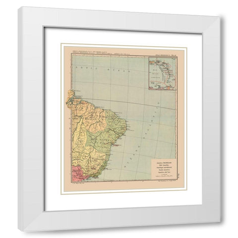 Southeastern South America - Streit 1913 White Modern Wood Framed Art Print with Double Matting by Streit