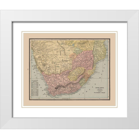 South Africa - Cram 1888 White Modern Wood Framed Art Print with Double Matting by Cram