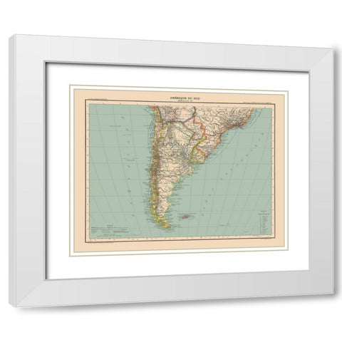 Southern South America - Schrader 1908 White Modern Wood Framed Art Print with Double Matting by Schrader