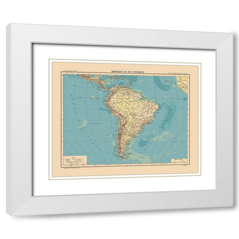 South America Physical - Schrader 1908 White Modern Wood Framed Art Print with Double Matting by Schrader