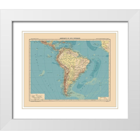South America Physical - Schrader 1908 White Modern Wood Framed Art Print with Double Matting by Schrader