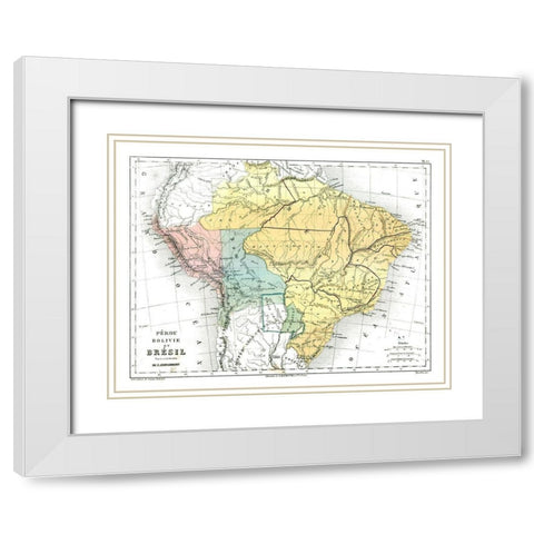 South America Brazil Peru Bolivia - Cortambert White Modern Wood Framed Art Print with Double Matting by Cortambert