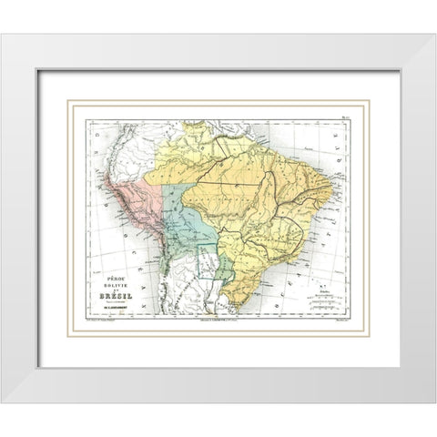 South America Brazil Peru Bolivia - Cortambert White Modern Wood Framed Art Print with Double Matting by Cortambert