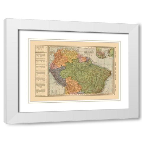 North South America - Reynold 1921 White Modern Wood Framed Art Print with Double Matting by Reynold