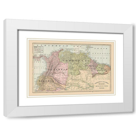 South America Venezuela Ecuador Guiana Colombia White Modern Wood Framed Art Print with Double Matting by Cram