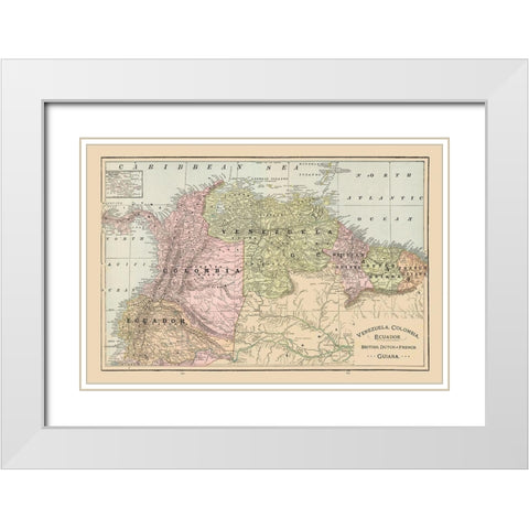 South America Venezuela Ecuador Guiana Colombia White Modern Wood Framed Art Print with Double Matting by Cram
