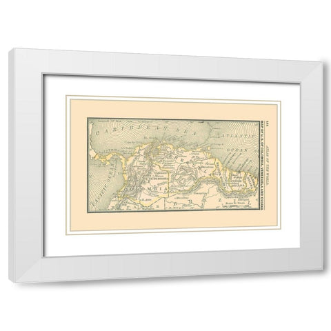 Southern South America - Alden 1886 White Modern Wood Framed Art Print with Double Matting by Alden