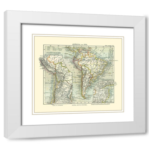 South America - Perthes 1921 White Modern Wood Framed Art Print with Double Matting by Perthes