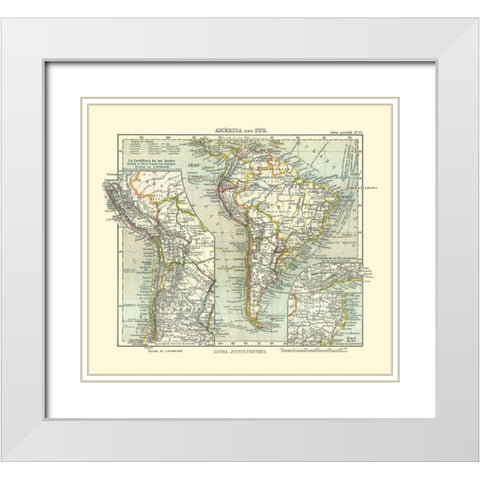 South America - Perthes 1921 White Modern Wood Framed Art Print with Double Matting by Perthes