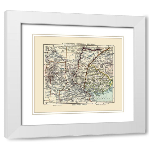 South America Argentina Uruguay - Perthes 1921 White Modern Wood Framed Art Print with Double Matting by Perthes