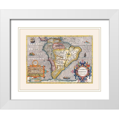 South America White Modern Wood Framed Art Print with Double Matting by Unknown
