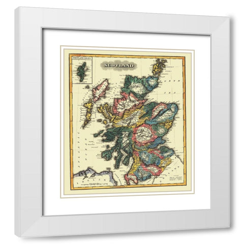 Great Britain Scotland - Lucas 1823 White Modern Wood Framed Art Print with Double Matting by Lucas