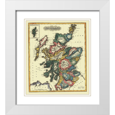Great Britain Scotland - Lucas 1823 White Modern Wood Framed Art Print with Double Matting by Lucas