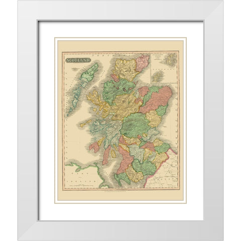 Great Britain Scotland - Thomson 1817 White Modern Wood Framed Art Print with Double Matting by Thomson