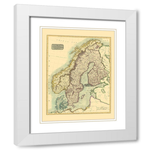Scandinavia Sweden Denmark Norway - Thomson 1814 White Modern Wood Framed Art Print with Double Matting by Thomson