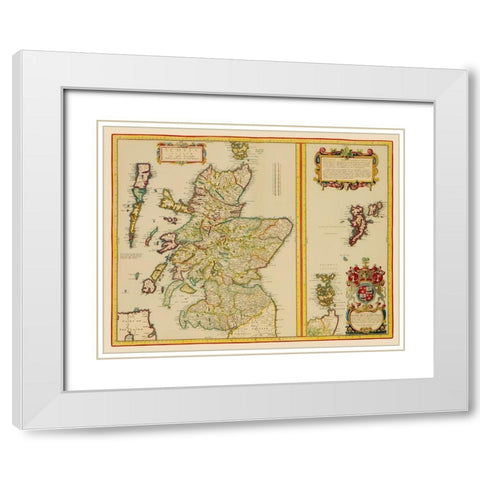 Great Britain Scotland - Blaeu 1654 White Modern Wood Framed Art Print with Double Matting by Blaeu