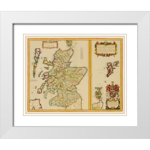Great Britain Scotland - Blaeu 1654 White Modern Wood Framed Art Print with Double Matting by Blaeu
