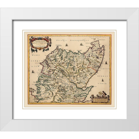 North Great Britain Scotland - Blaeu 1654 White Modern Wood Framed Art Print with Double Matting by Blaeu