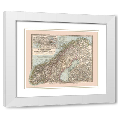 Northeast Europe - Stieler 1885 White Modern Wood Framed Art Print with Double Matting by Stieler