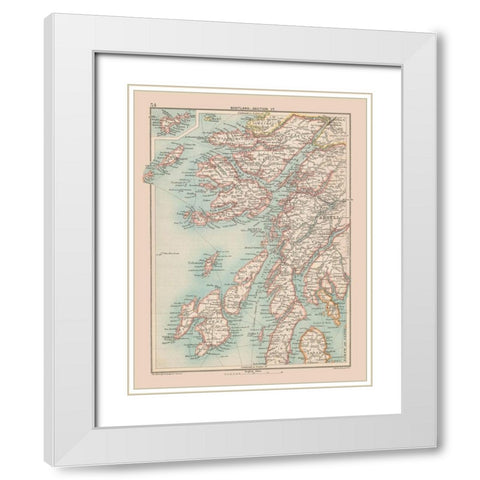 Scotland - Bartholomew 1892 White Modern Wood Framed Art Print with Double Matting by Bartholomew