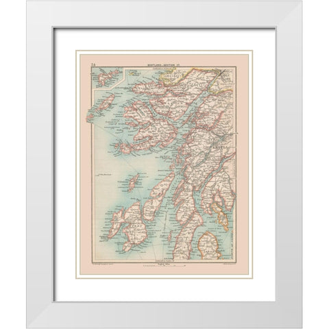 Scotland - Bartholomew 1892 White Modern Wood Framed Art Print with Double Matting by Bartholomew