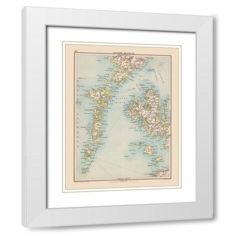 Scotland - Bartholomew 1892 White Modern Wood Framed Art Print with Double Matting by Bartholomew