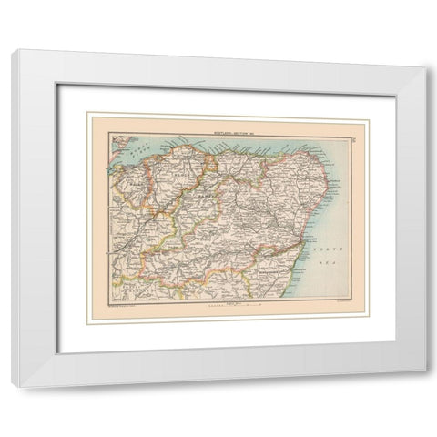 Scotland - Bartholomew 1892 White Modern Wood Framed Art Print with Double Matting by Bartholomew
