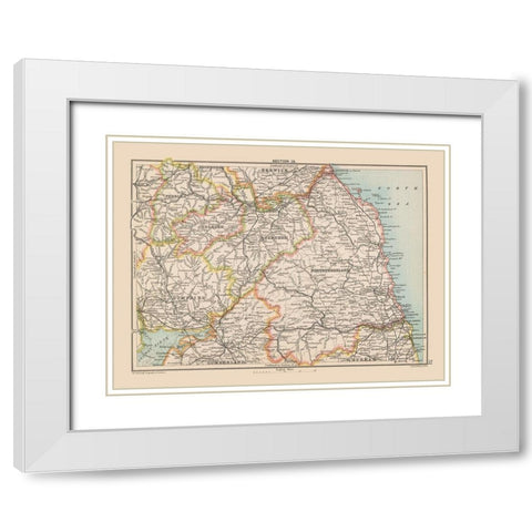 Eastern Scotland Ireland - Bartholomew 1892 White Modern Wood Framed Art Print with Double Matting by Bartholomew