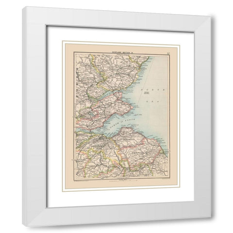 Southeast Scotland - Bartholomew 1892 White Modern Wood Framed Art Print with Double Matting by Bartholomew