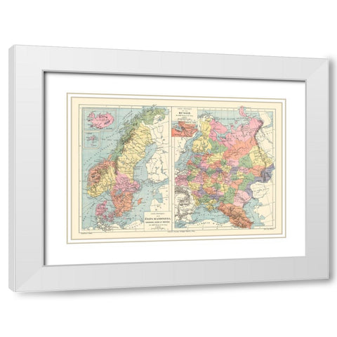 Political Scandinavia Russia Sweden Norway Denmark White Modern Wood Framed Art Print with Double Matting by Drioux