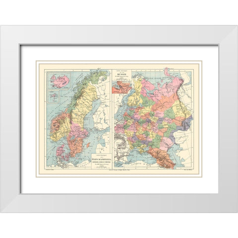 Political Scandinavia Russia Sweden Norway Denmark White Modern Wood Framed Art Print with Double Matting by Drioux