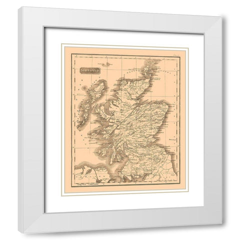 Scotland - Kirkwood 1817 White Modern Wood Framed Art Print with Double Matting by Kirkwood