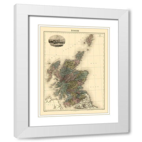 Scotland - Migeon 1892 White Modern Wood Framed Art Print with Double Matting by Migeon