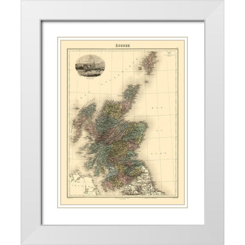 Scotland - Migeon 1892 White Modern Wood Framed Art Print with Double Matting by Migeon
