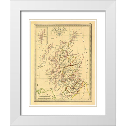 Scotland - Thierry 1831 White Modern Wood Framed Art Print with Double Matting by Thierry