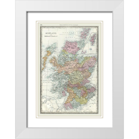 Scotland - Rand McNally 1894 White Modern Wood Framed Art Print with Double Matting by Rand McNally