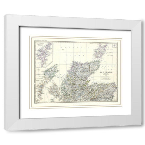 Scotland - Northern Sheet - Johnston White Modern Wood Framed Art Print with Double Matting by Johnston