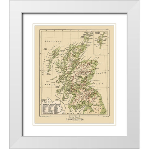 Scotland - Physical Map - Allen White Modern Wood Framed Art Print with Double Matting by Allen