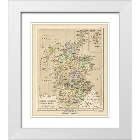 Scotland - Political Map -  Allen White Modern Wood Framed Art Print with Double Matting by Allen