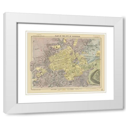 Scotland - Edinburgh - Plan - Letts 1883 White Modern Wood Framed Art Print with Double Matting by Letts