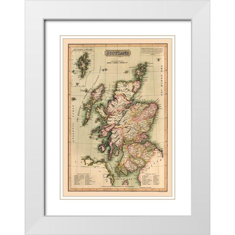 Scotland - Vallance 1814 White Modern Wood Framed Art Print with Double Matting by Vallance