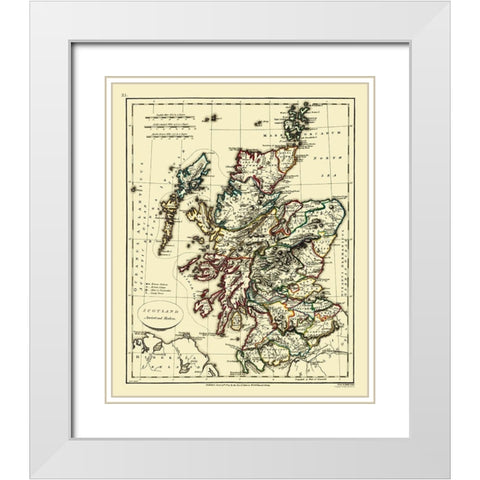 Scotland - Ancient and Modern - Patterson 1804 White Modern Wood Framed Art Print with Double Matting by Patterson