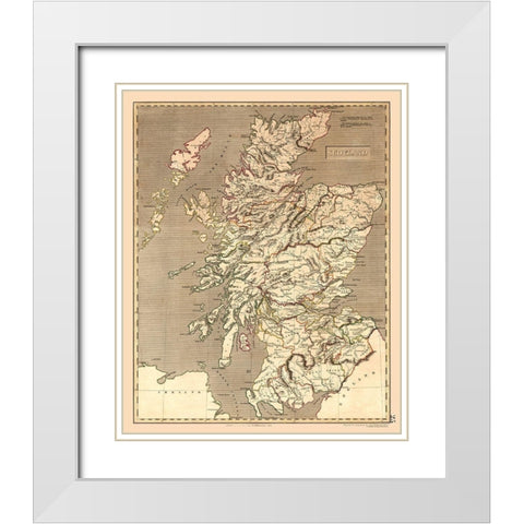Scotland - Kirkwood 1817 White Modern Wood Framed Art Print with Double Matting by Kirkwood