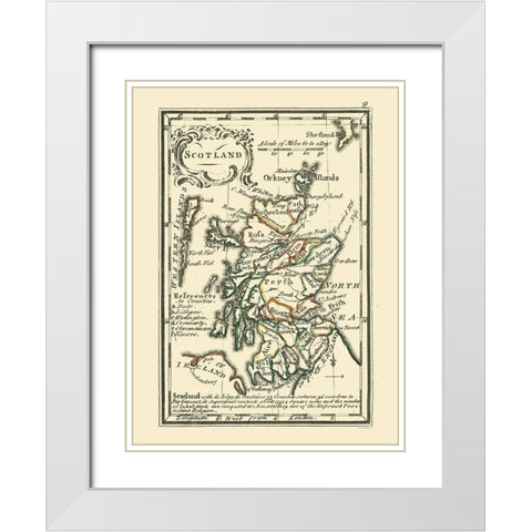 Scotland - Small Scale - Old Regions White Modern Wood Framed Art Print with Double Matting by Unknown