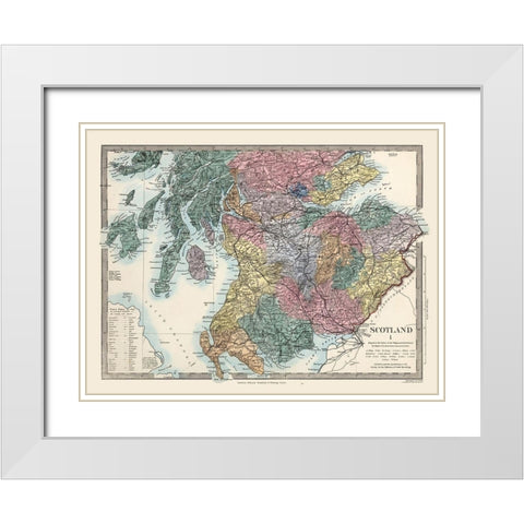 Southern Scotland - Topograpy - Stanford White Modern Wood Framed Art Print with Double Matting by Stanford