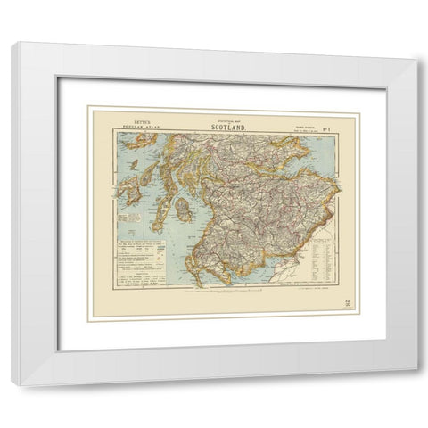 Southern Scotland - Statistical - Letts 1883 White Modern Wood Framed Art Print with Double Matting by Letts