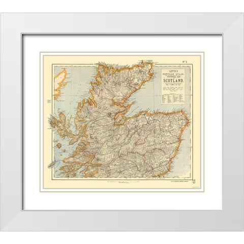 Northern Scotland - Statistical - Letts 1883 White Modern Wood Framed Art Print with Double Matting by Letts