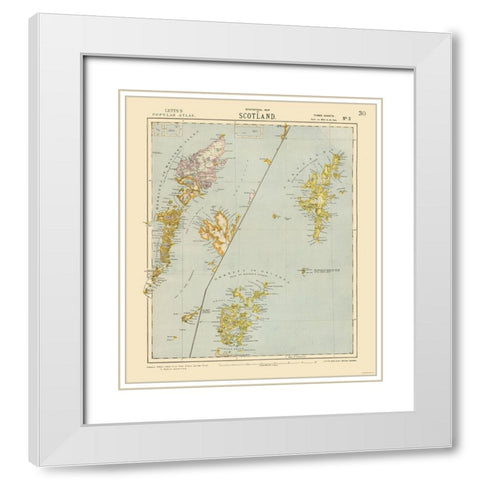 Scotland - Islands - Letts 1883 White Modern Wood Framed Art Print with Double Matting by Letts