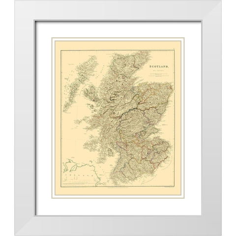 Scotland - Arrowsmith 1834 White Modern Wood Framed Art Print with Double Matting by Arrowsmith