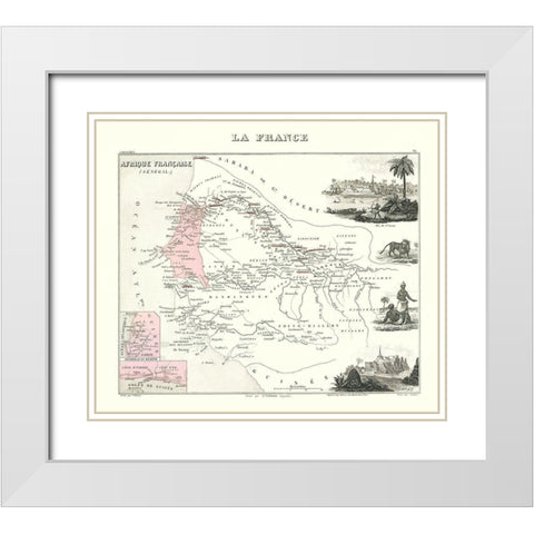 Senegal Africa - Migeon 1869 White Modern Wood Framed Art Print with Double Matting by Migeon